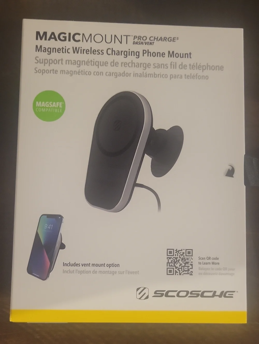 Scosche Magnetic Wireless Car Phone Mount Charger - Black